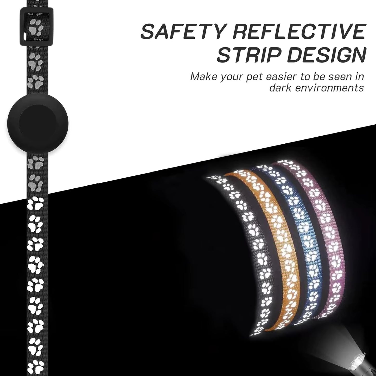 Airtag Pet Collar for Girl Boy Cats , Reflective Kitten Collar with Apple Air Tag Holder and Bell Quick Breakaway Release