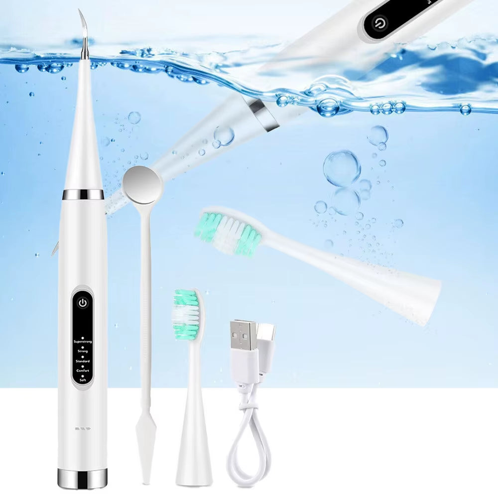 Ultrasonic Plaque Tarter Remover Kit for Teeth Dental Scaler Tooth Cleaner White