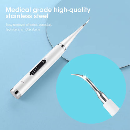 Ultrasonic Plaque Tarter Remover Kit for Teeth Dental Scaler Tooth Cleaner White