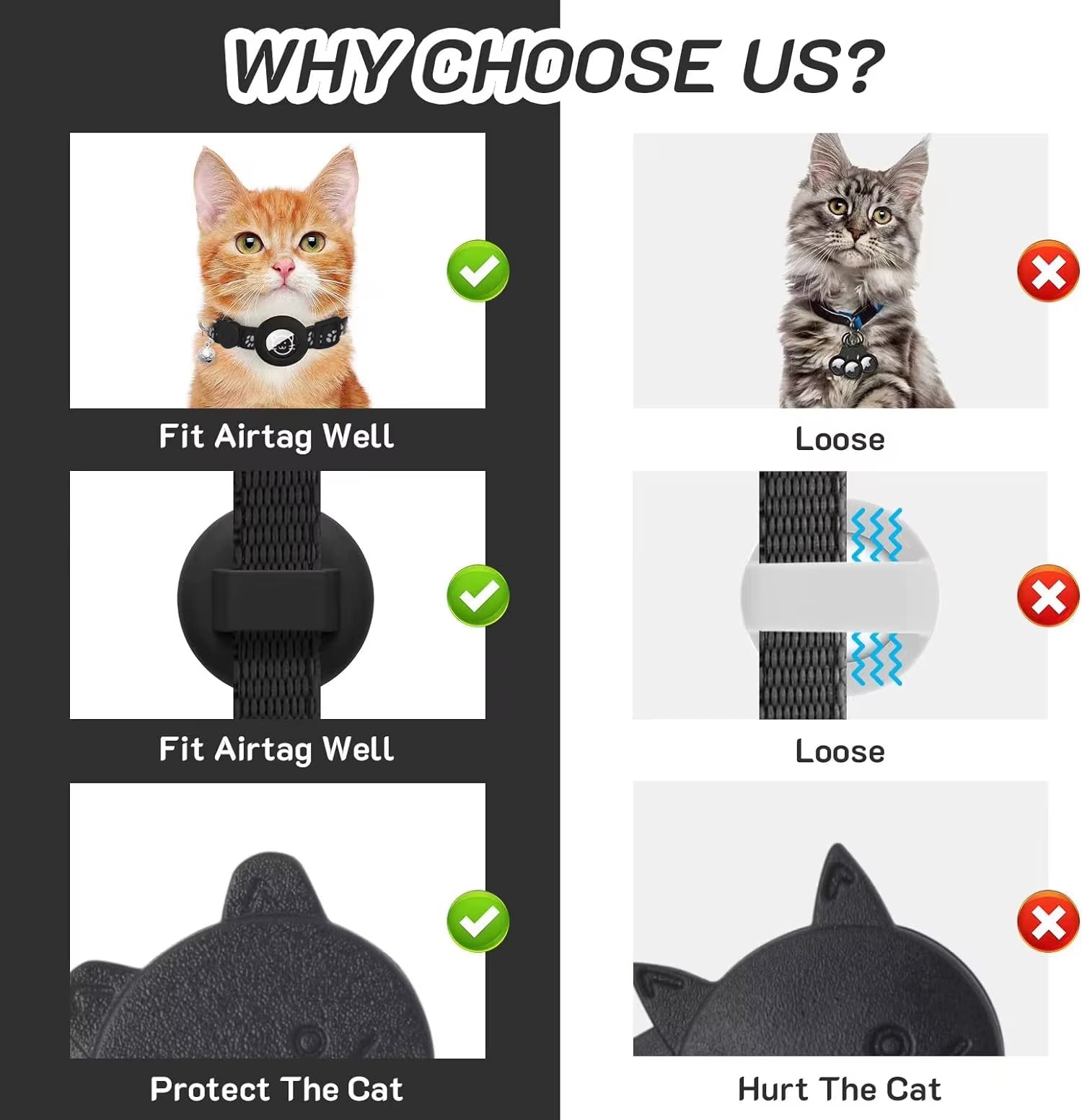 Airtag Pet Collar for Girl Boy Cats , Reflective Kitten Collar with Apple Air Tag Holder and Bell Quick Breakaway Release