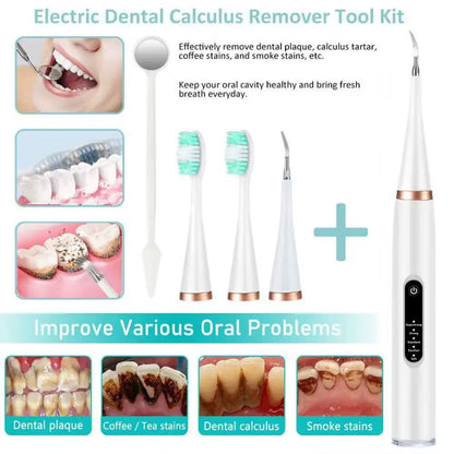 Ultrasonic Plaque Tarter Remover Kit for Teeth Dental Scaler Tooth Cleaner White