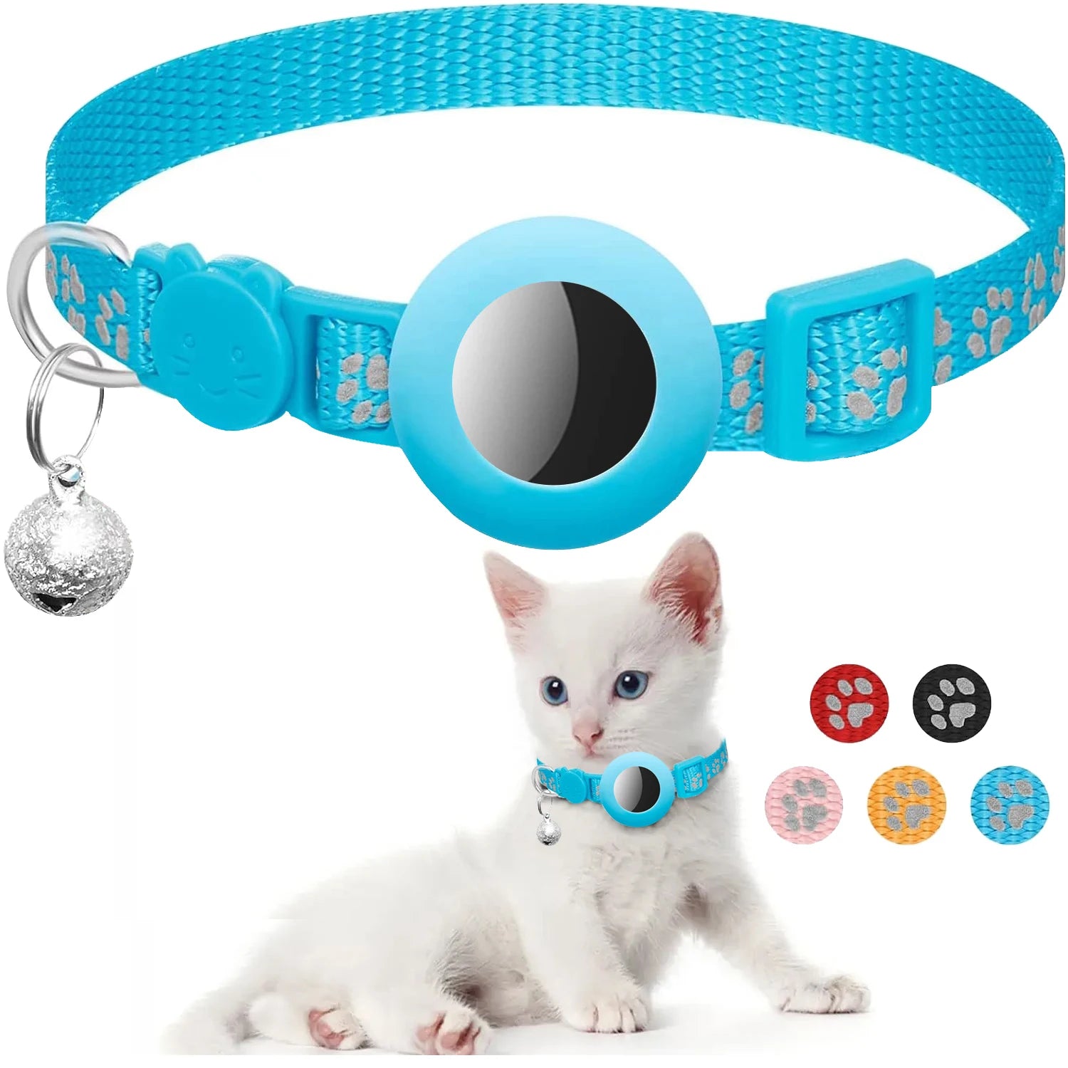 Airtag Pet Collar for Girl Boy Cats , Reflective Kitten Collar with Apple Air Tag Holder and Bell Quick Breakaway Release