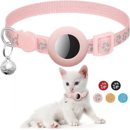Airtag Pet Collar for Girl Boy Cats , Reflective Kitten Collar with Apple Air Tag Holder and Bell Quick Breakaway Release