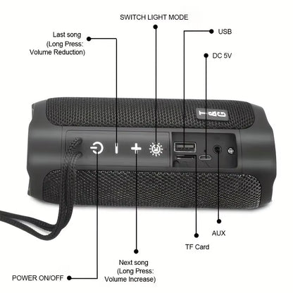TG227 Waterpro with Lamp Outdoor Portable Upright Wireless Compatible Speaker Music Player Support USB/ TF/ FM Radio Music Party