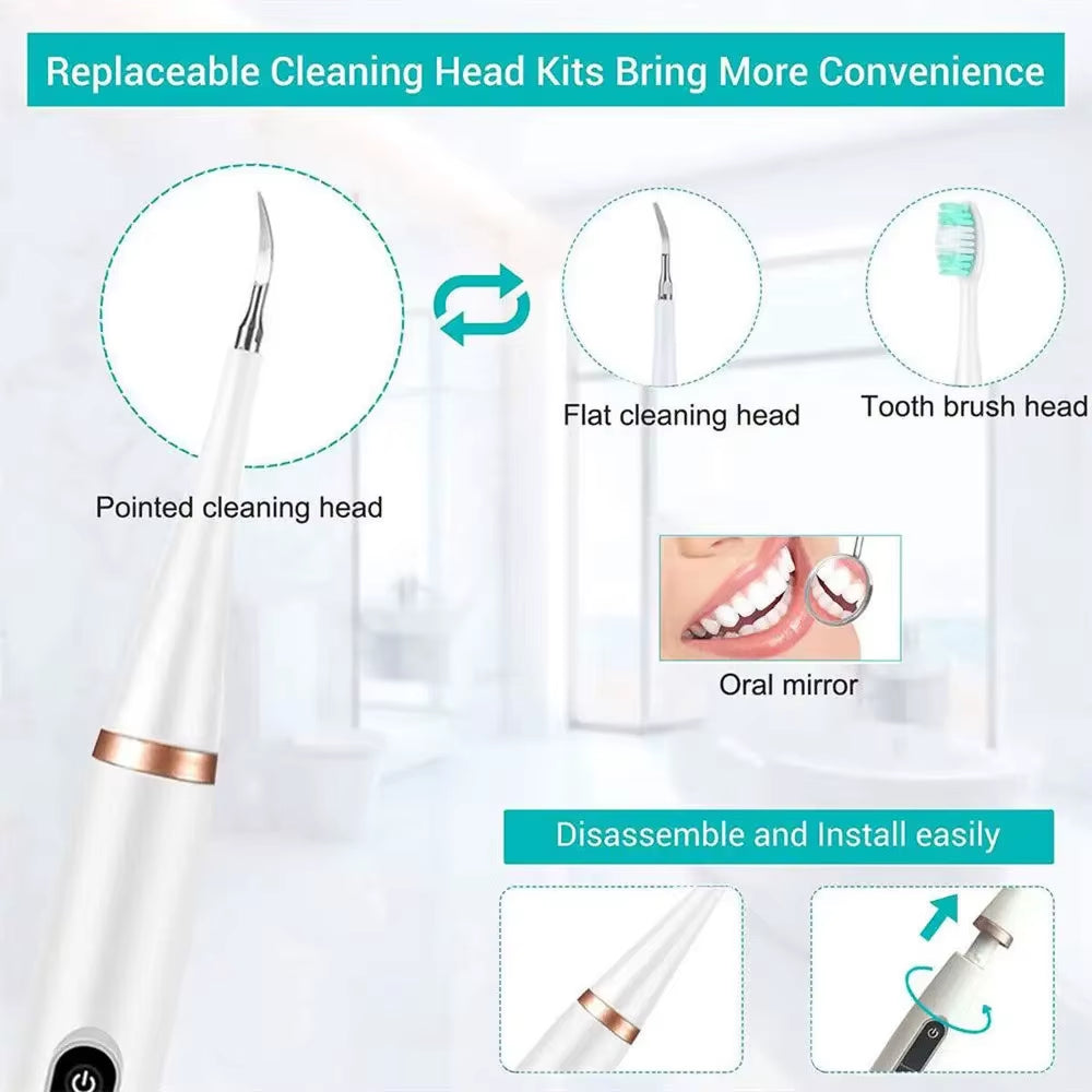 Ultrasonic Plaque Tarter Remover Kit for Teeth Dental Scaler Tooth Cleaner White