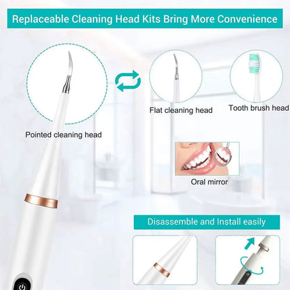 Ultrasonic Plaque Tarter Remover Kit for Teeth Dental Scaler Tooth Cleaner White