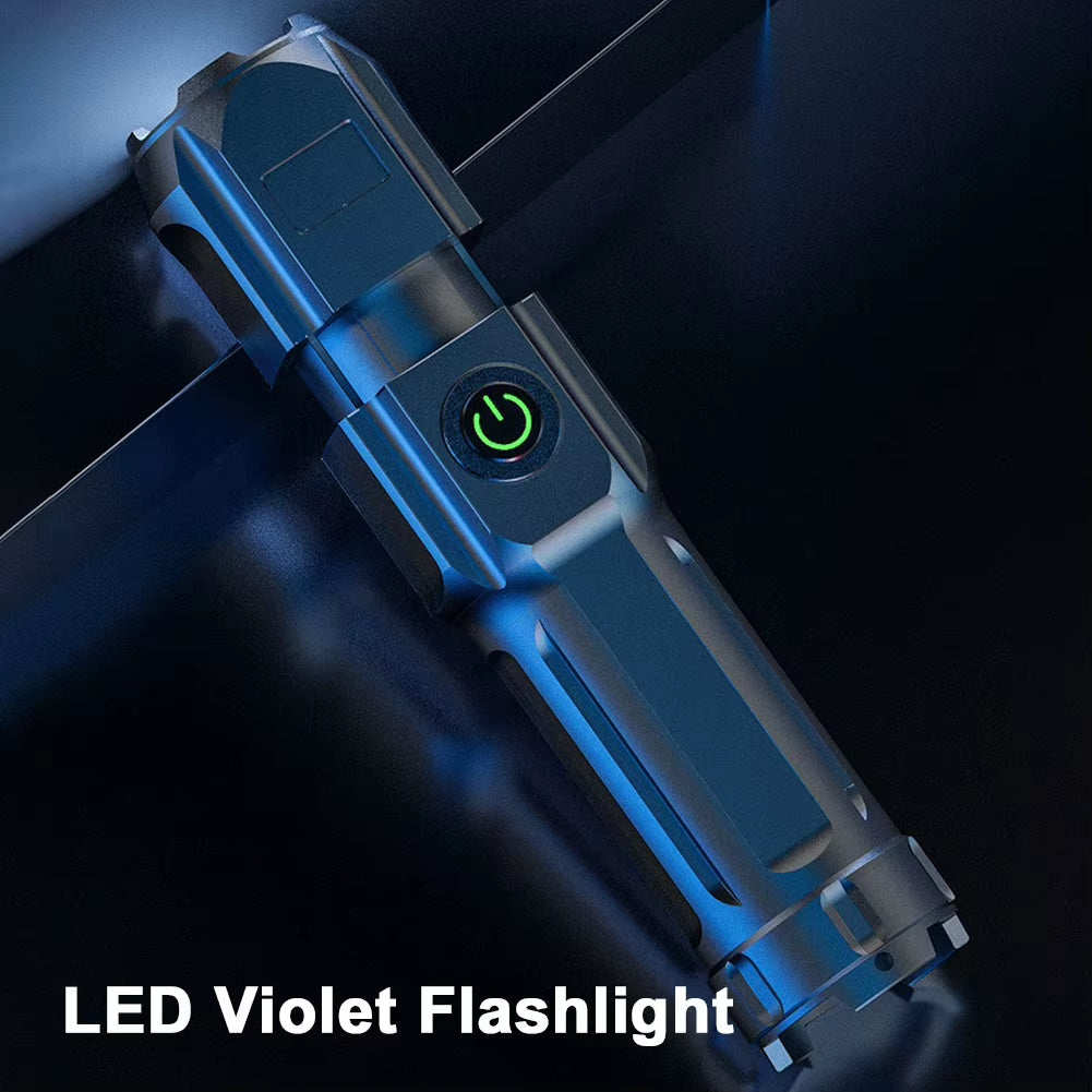 395Nm Blacklight Flashlight USB Rechargeable Ultraviolet Blacklight Portable Torch Light for Pet Urine Detection Resin Curing